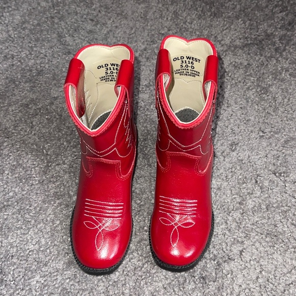 Old West Red Girls Leather Cowboy Western Boots